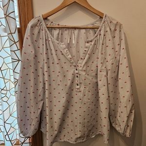 Anthropologie large long sleeve peasant blouse